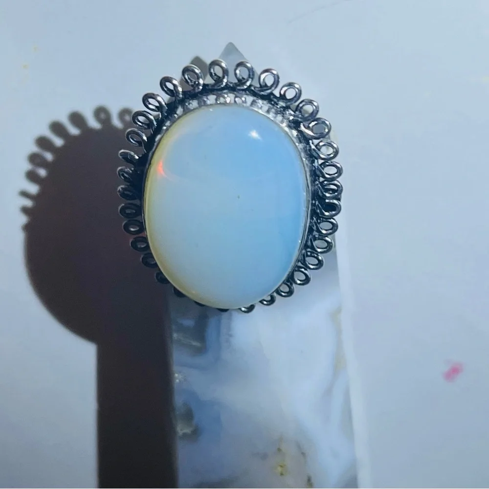 New 925 Sterling Silver Blue Yellow Triplet Opalite Artisten Oval Cut Ring